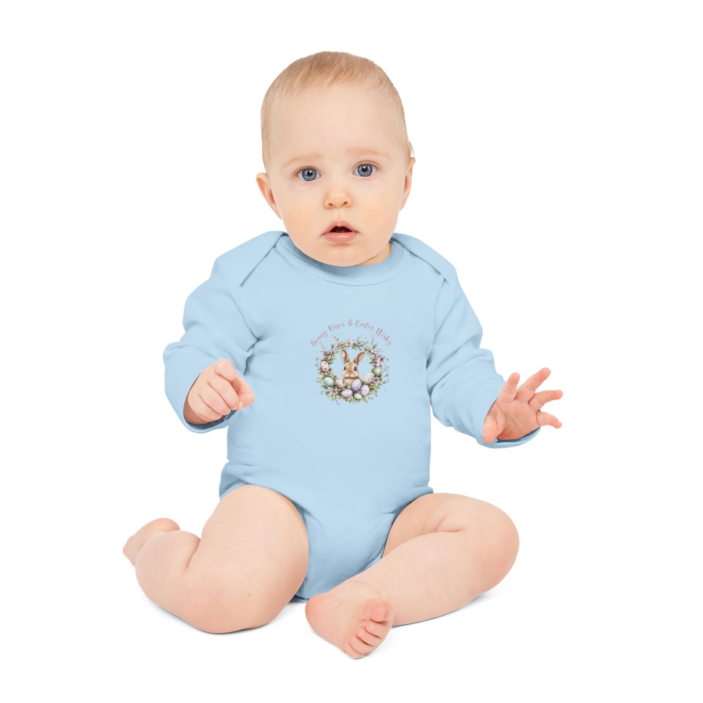 Easter Wreath Organic Baby Bodysuit – Cute Spring Outfit for Newborns