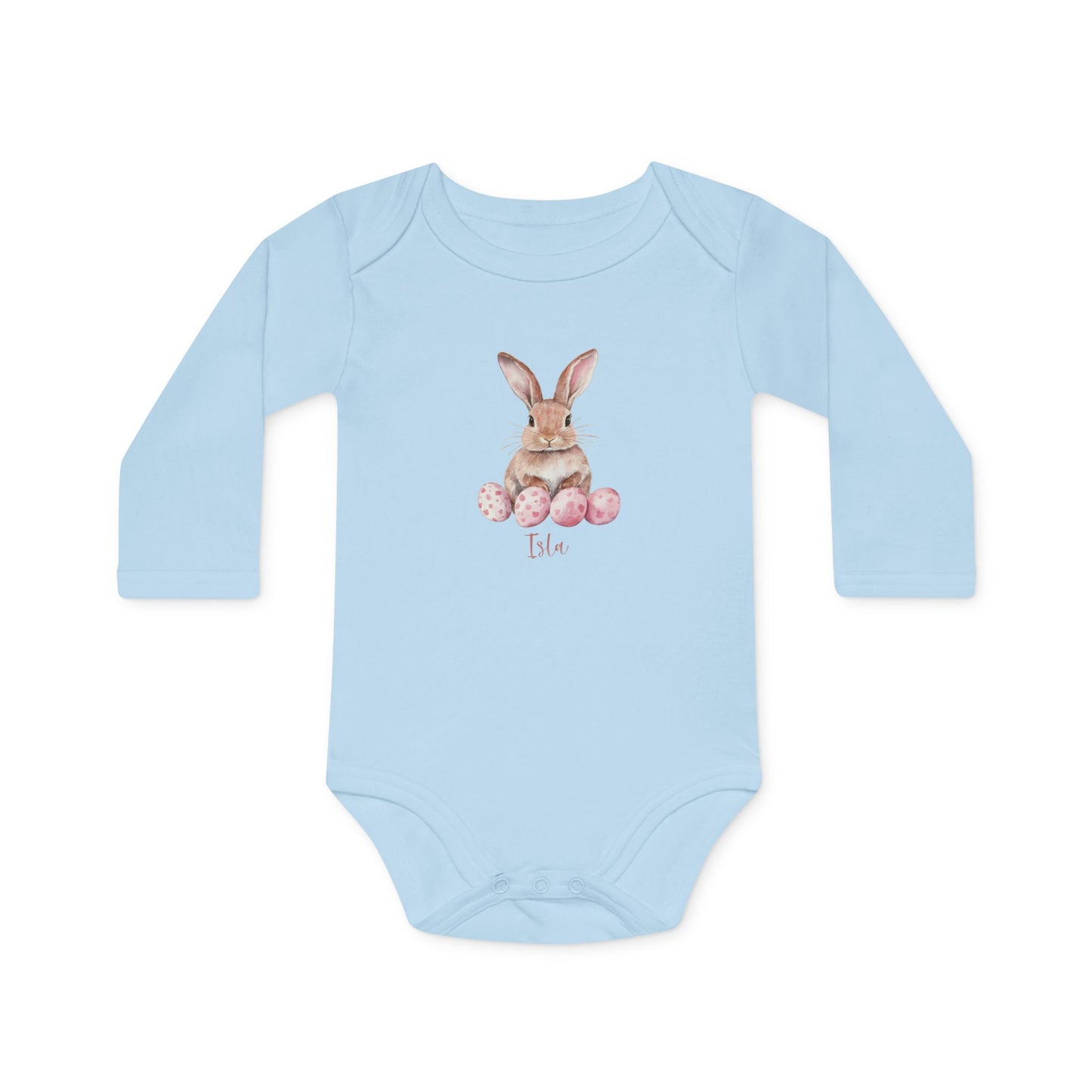 Easter Bunny Organic Baby Bodysuit - Cute Long-Sleeve Outfit for Infants
