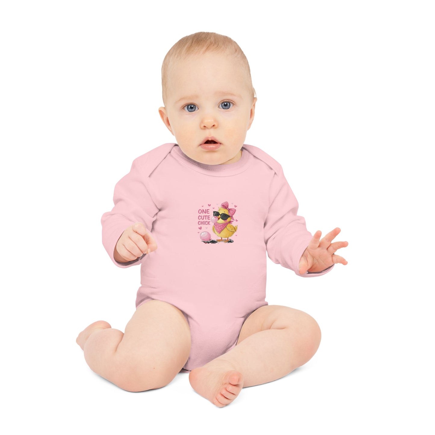 One Cute Chick Long-Sleeve Organic Baby Bodysuit