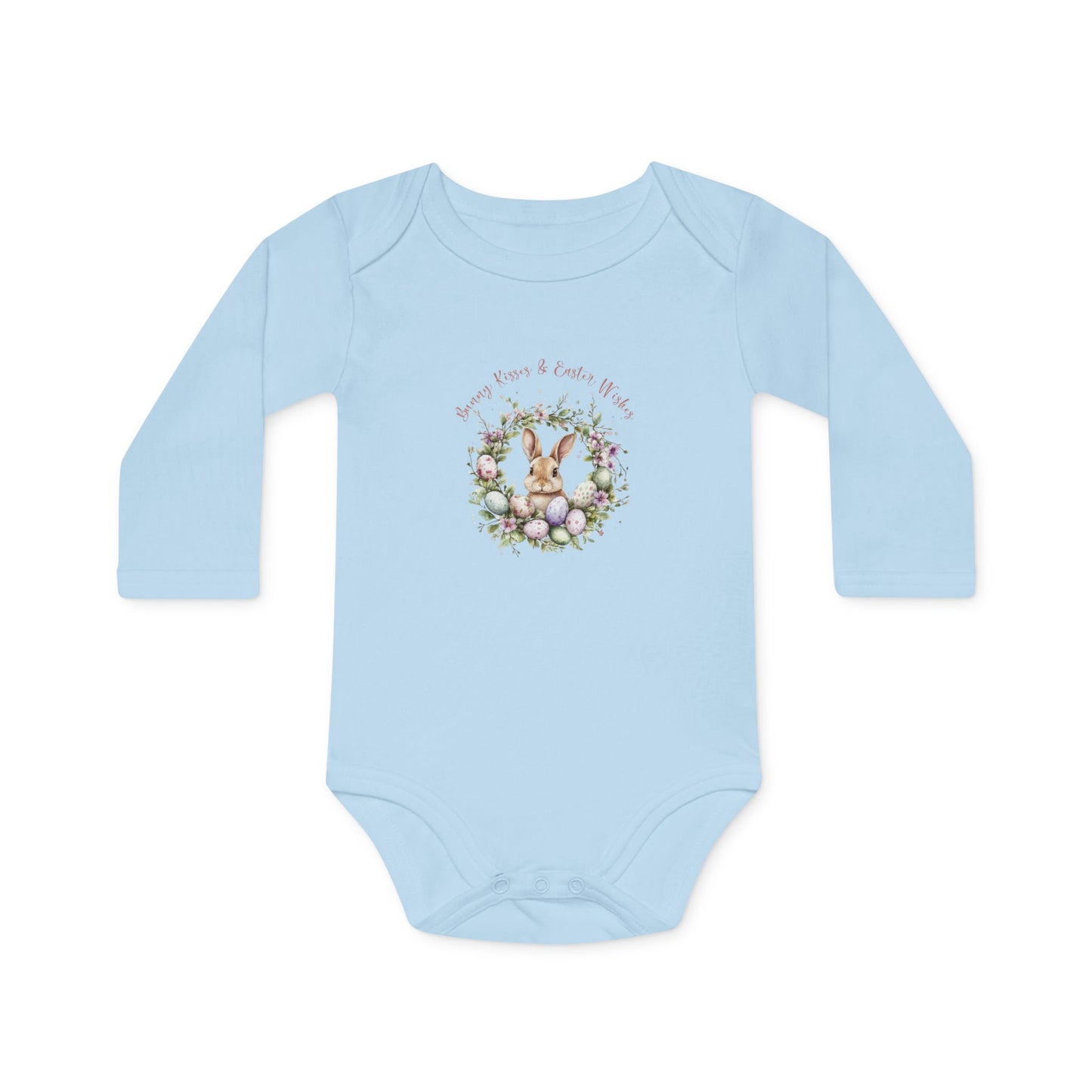 Easter Wreath Organic Baby Bodysuit – Cute Spring Outfit for Newborns