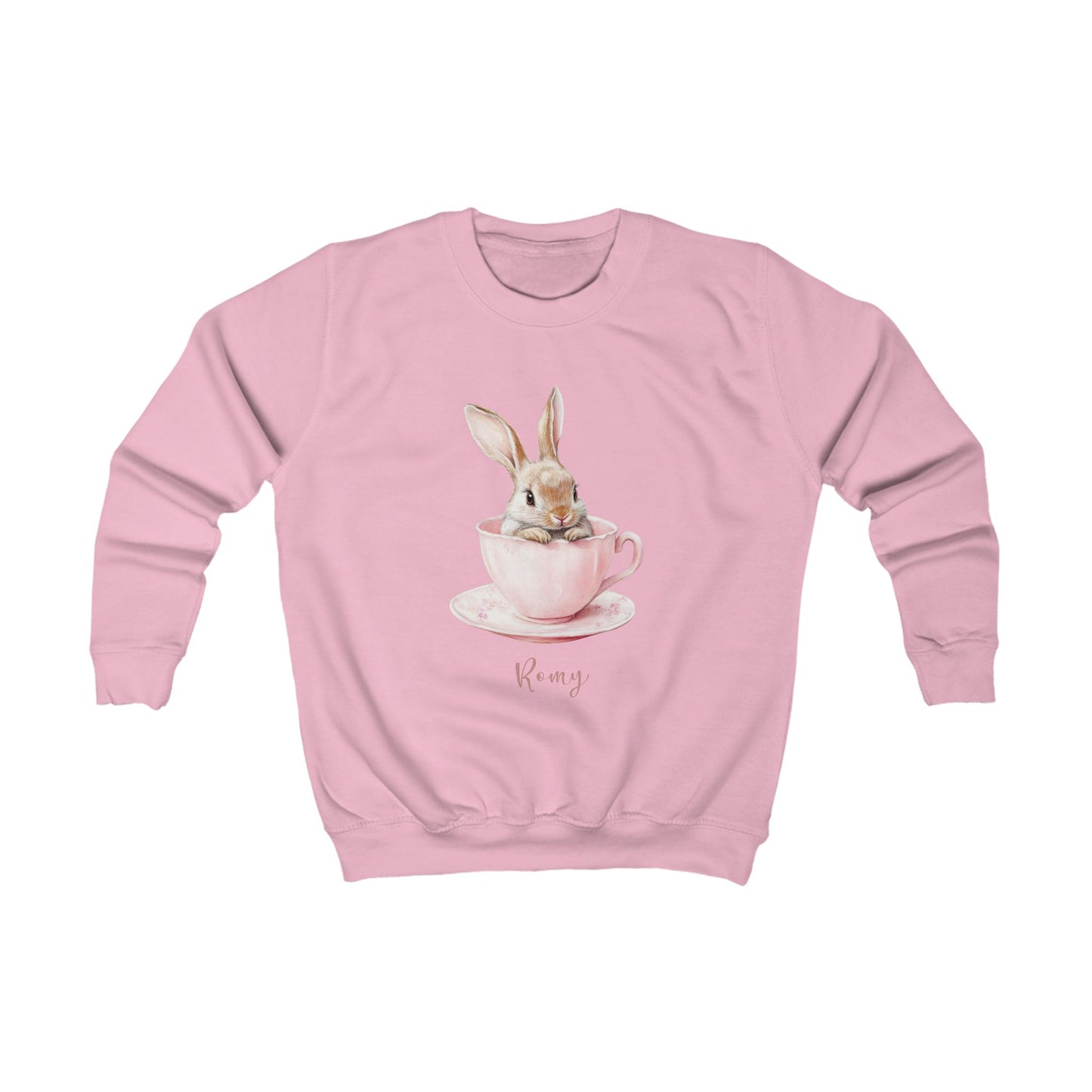 Adorable Bunny Kids Sweatshirt - Cosy Rabbit Cup Design for Spring Celebrations