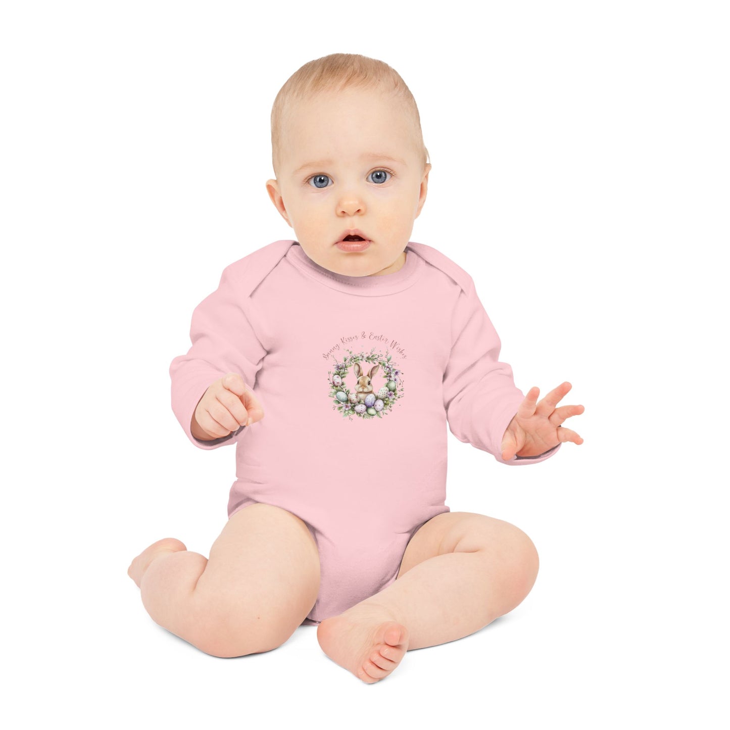 Easter Wreath Organic Baby Bodysuit – Cute Spring Outfit for Newborns