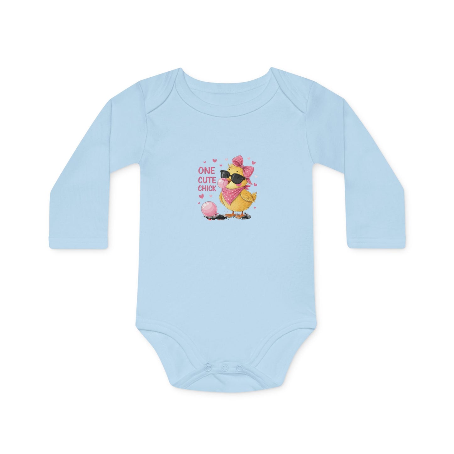 One Cute Chick Long-Sleeve Organic Baby Bodysuit