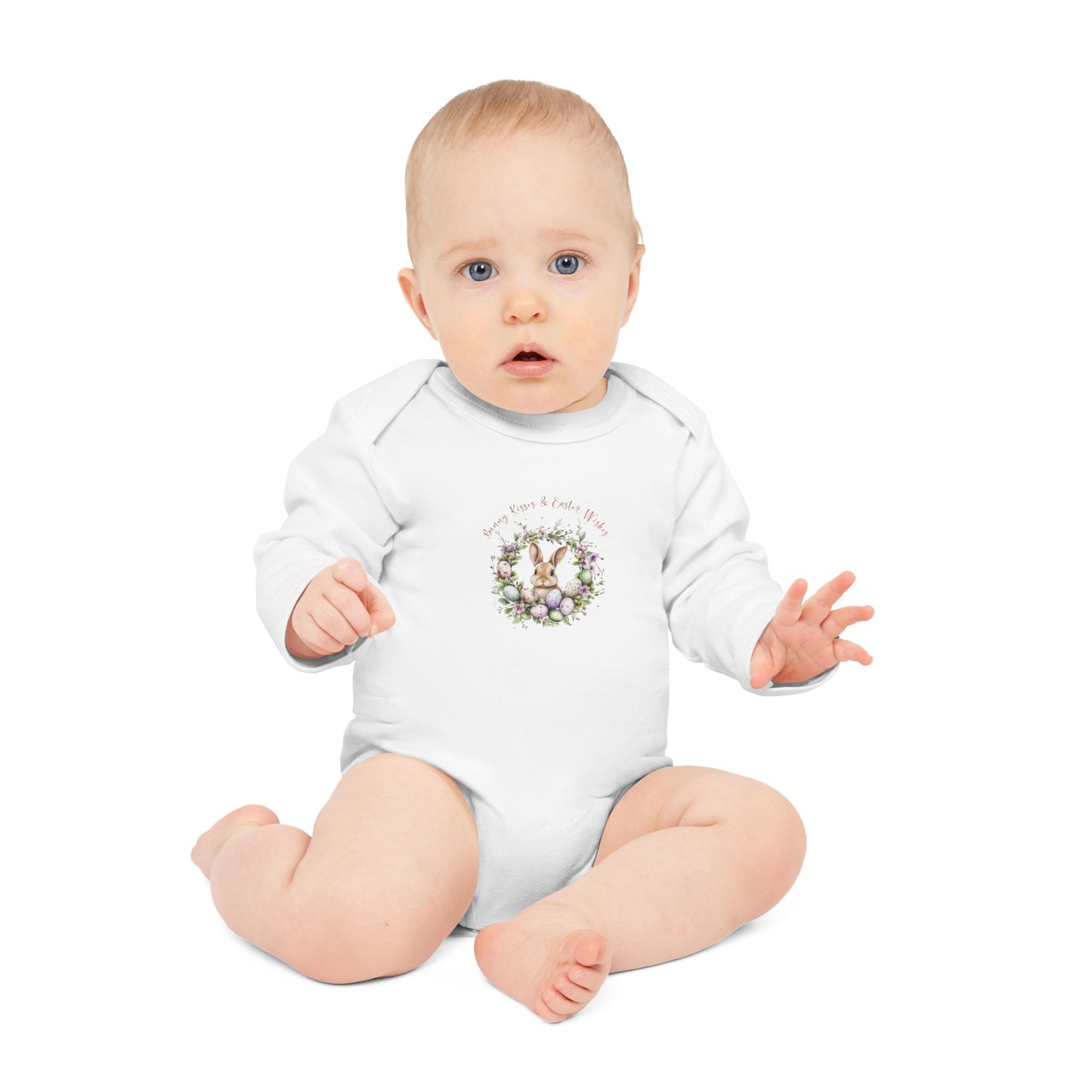 Easter Wreath Organic Baby Bodysuit – Cute Spring Outfit for Newborns