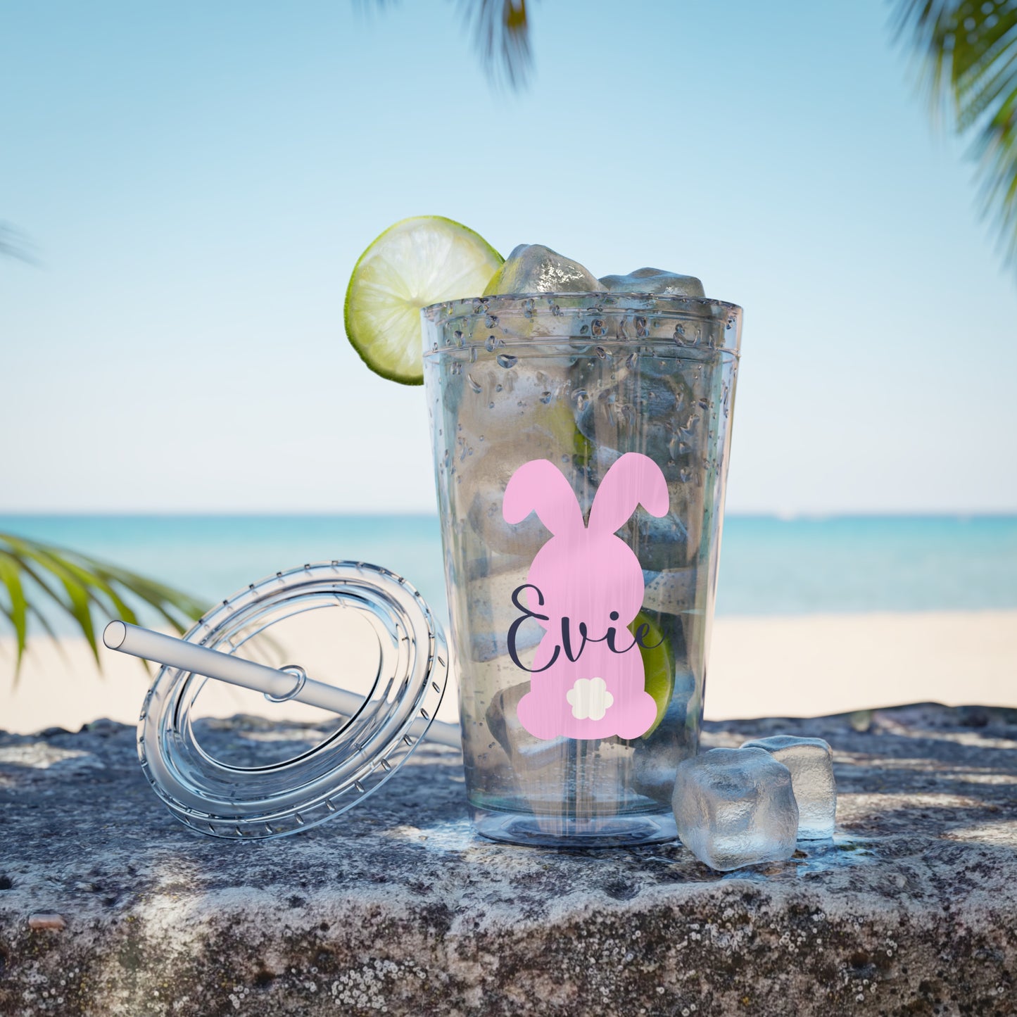 Personalised Bunny Tumbler with Straw – Perfect for Easter Celebrations