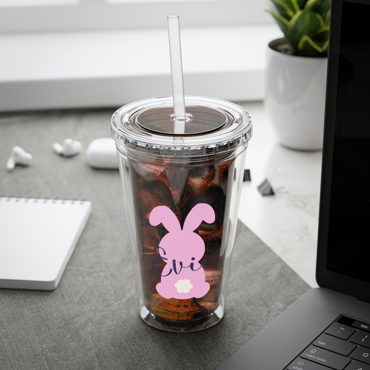 Personalised Bunny Tumbler with Straw – Perfect for Easter Celebrations