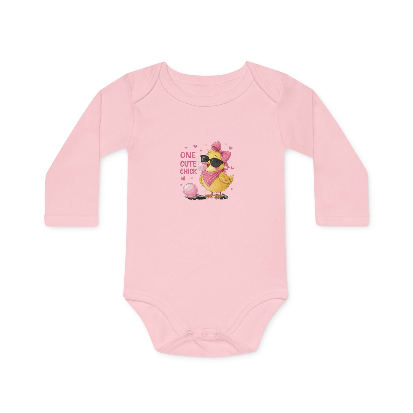 One Cute Chick Long-Sleeve Organic Baby Bodysuit