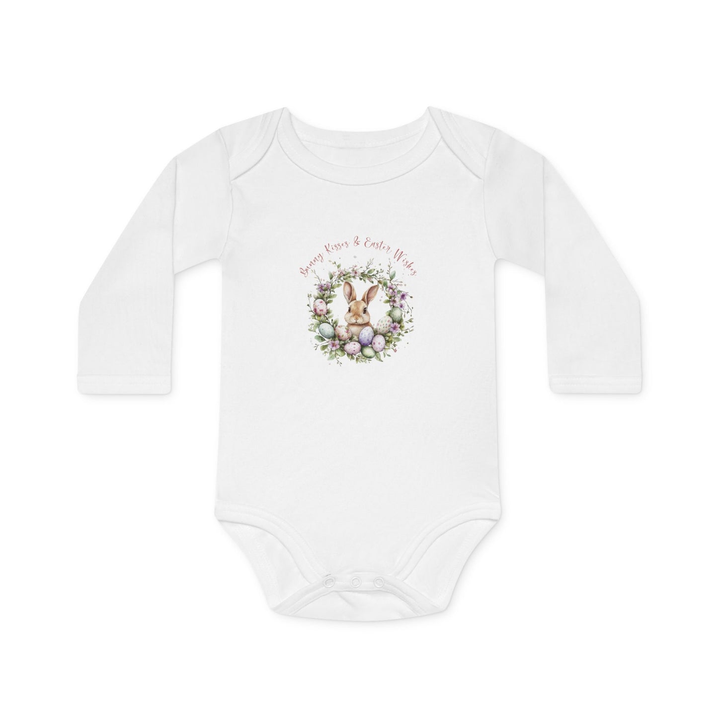Easter Wreath Organic Baby Bodysuit – Cute Spring Outfit for Newborns