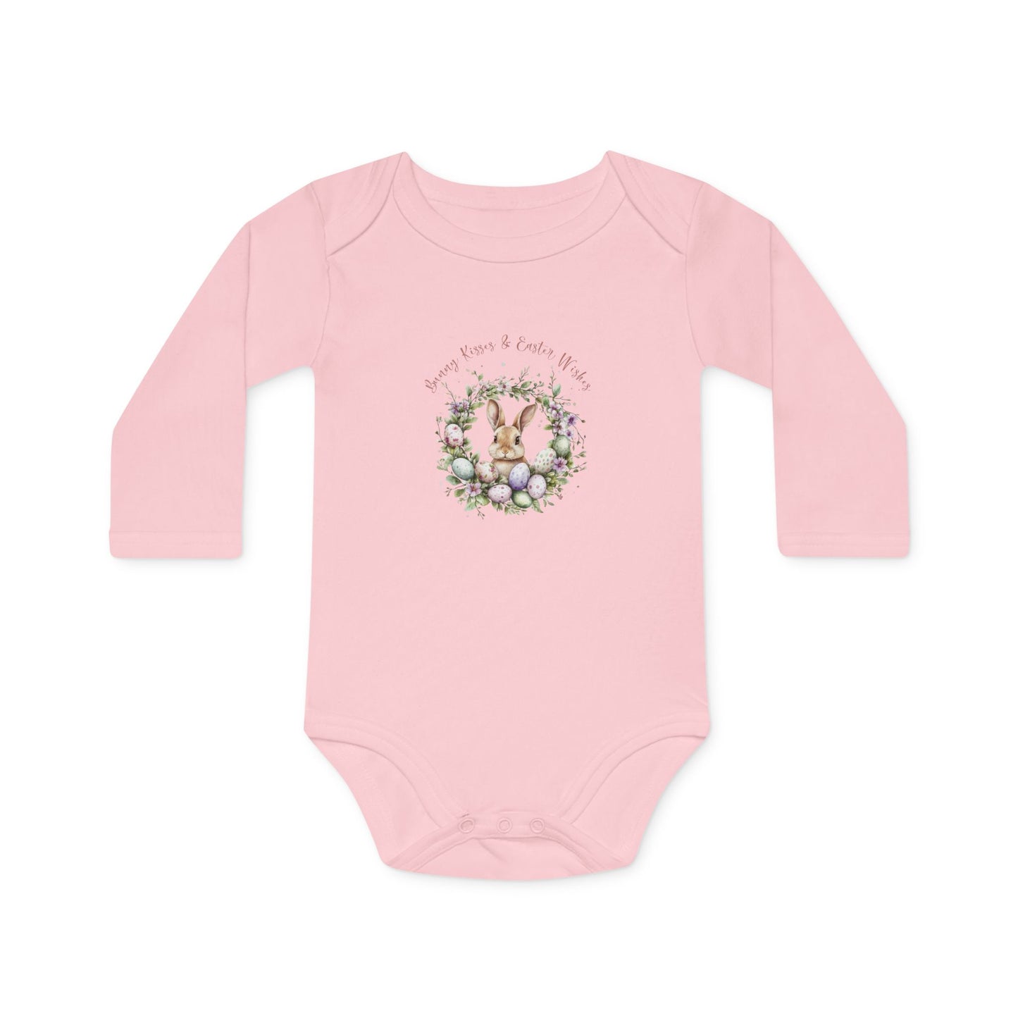 Easter Wreath Organic Baby Bodysuit – Cute Spring Outfit for Newborns