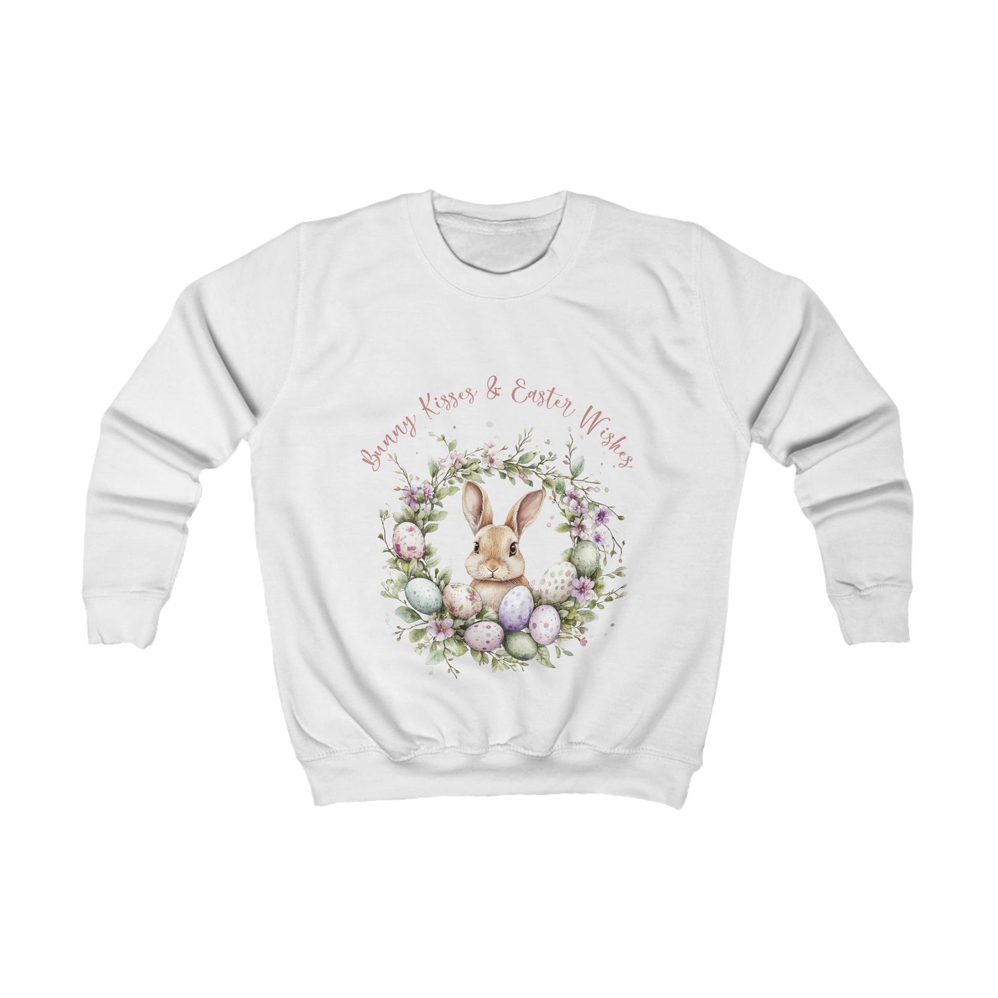 Cute Bunny Kisses & Easter Wishes Kids Sweatshirt