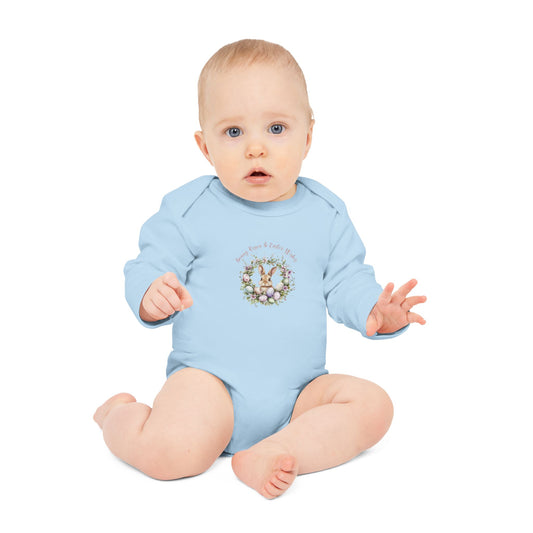 Easter Wreath Organic Baby Bodysuit – Cute Spring Outfit for Newborns