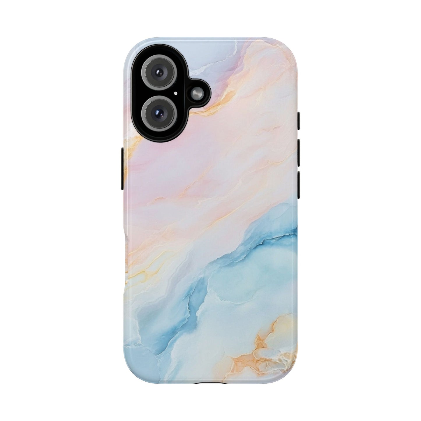 Peachy Skies Phone Case - Baby Blue Peach and Gold Marbled Tough Case