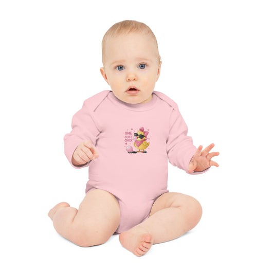 One Cute Chick Long-Sleeve Organic Baby Bodysuit