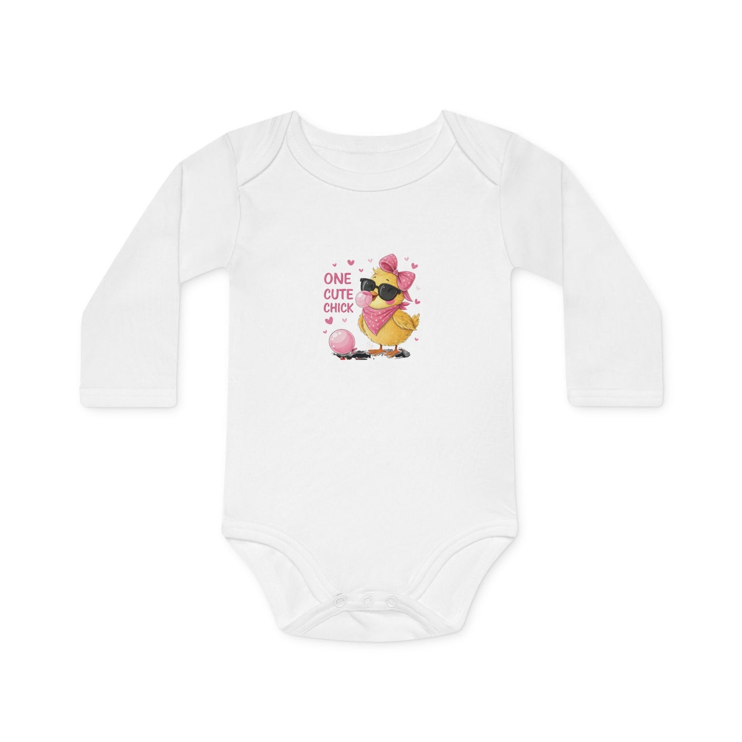 One Cute Chick Long-Sleeve Organic Baby Bodysuit