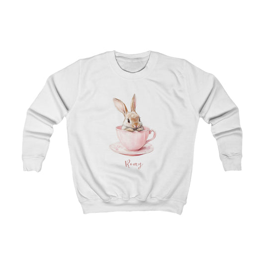 Adorable Bunny Kids Sweatshirt - Cosy Rabbit Cup Design for Spring Celebrations