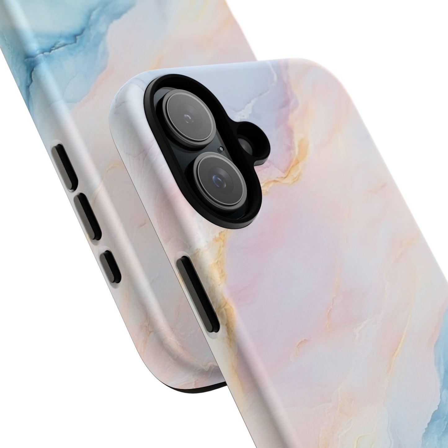 Peachy Skies Phone Case - Baby Blue Peach and Gold Marbled Tough Case