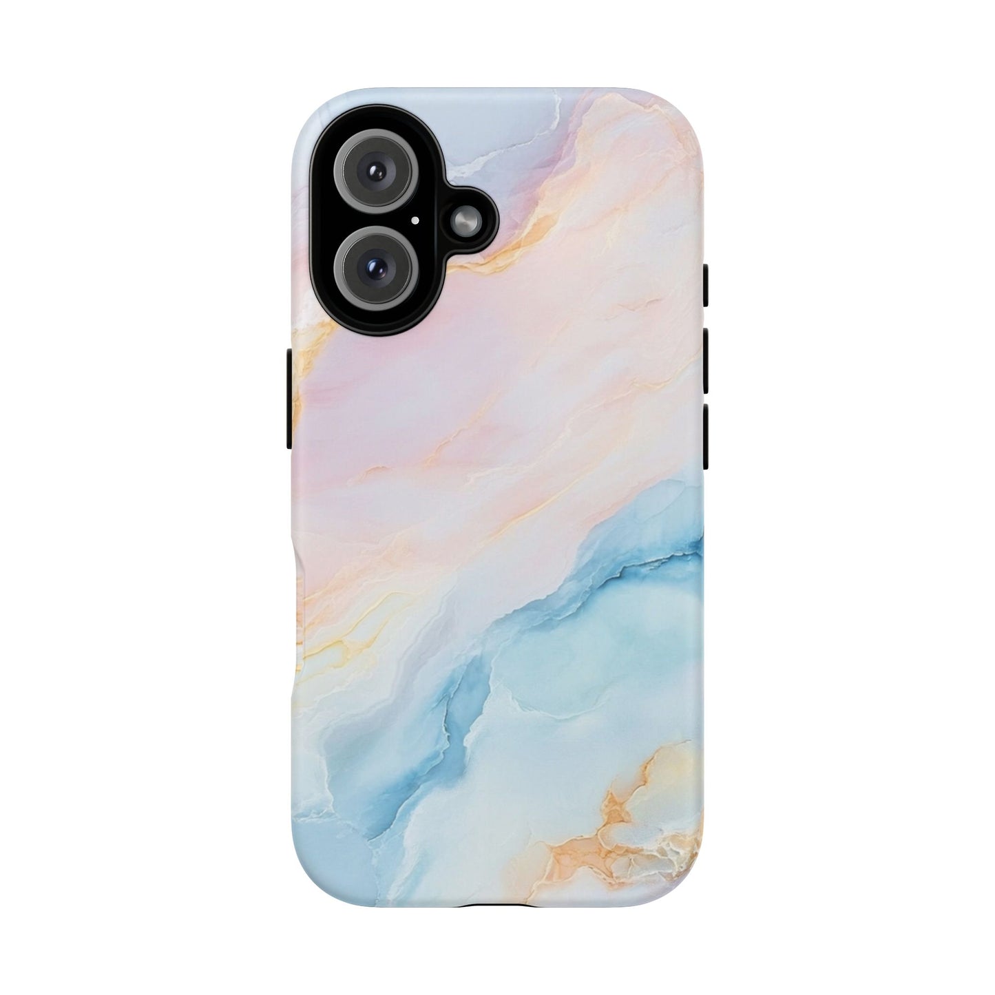 Peachy Skies Phone Case - Baby Blue Peach and Gold Marbled Tough Case