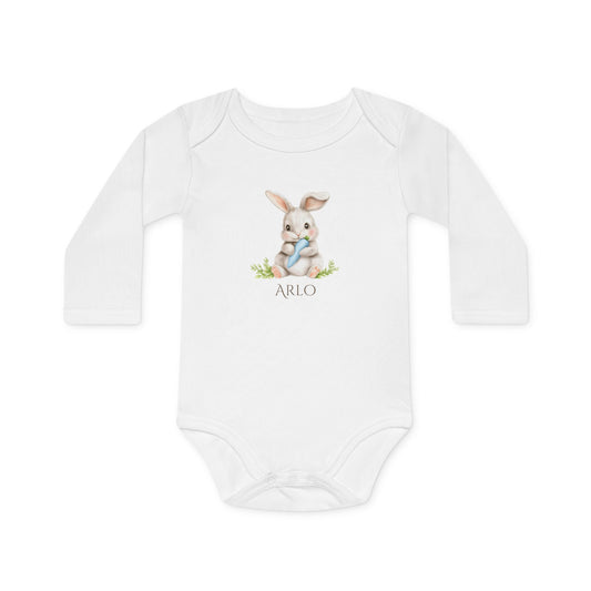 Adorable Baby Boy Bodysuit with Cute Bunny Design – Soft, Comfortable, and Stylish