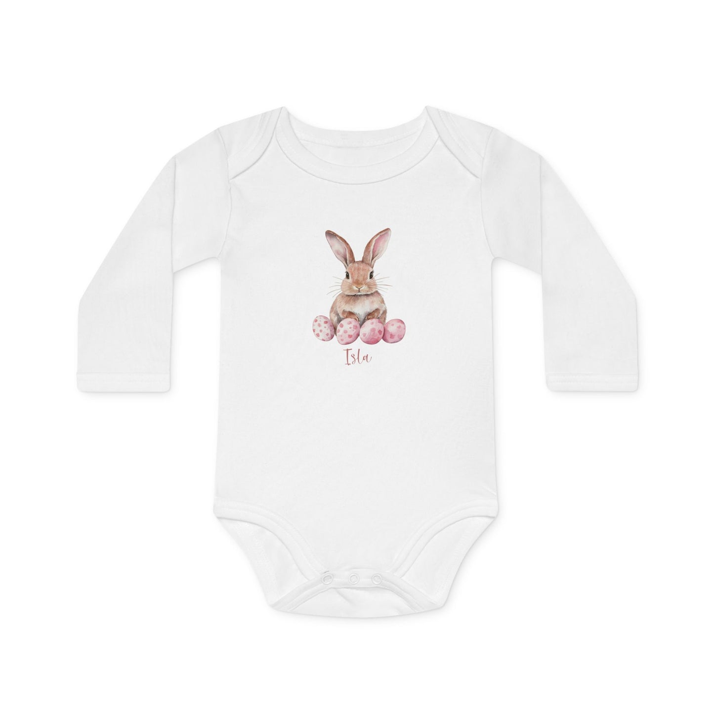 Easter Bunny Organic Baby Bodysuit - Cute Long-Sleeve Outfit for Infants
