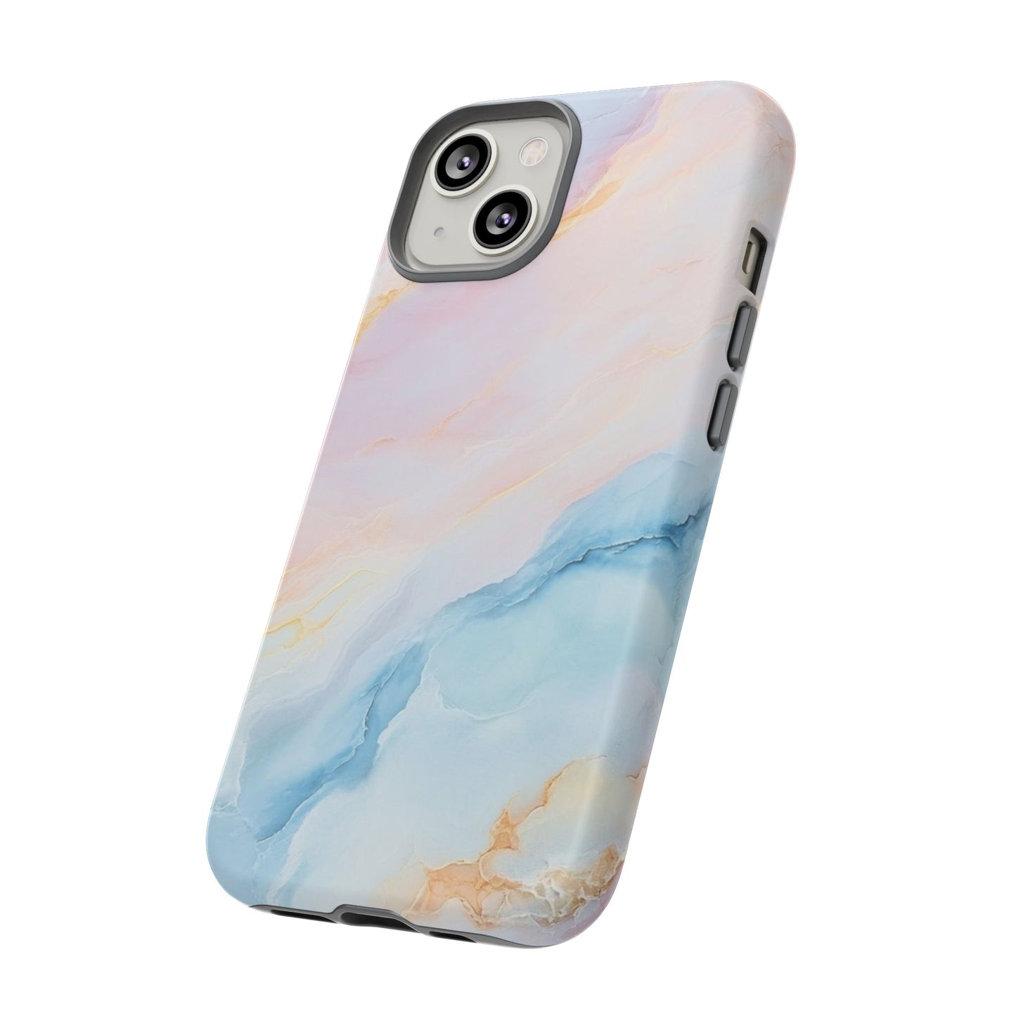 Peachy Skies Phone Case - Baby Blue Peach and Gold Marbled Tough Case