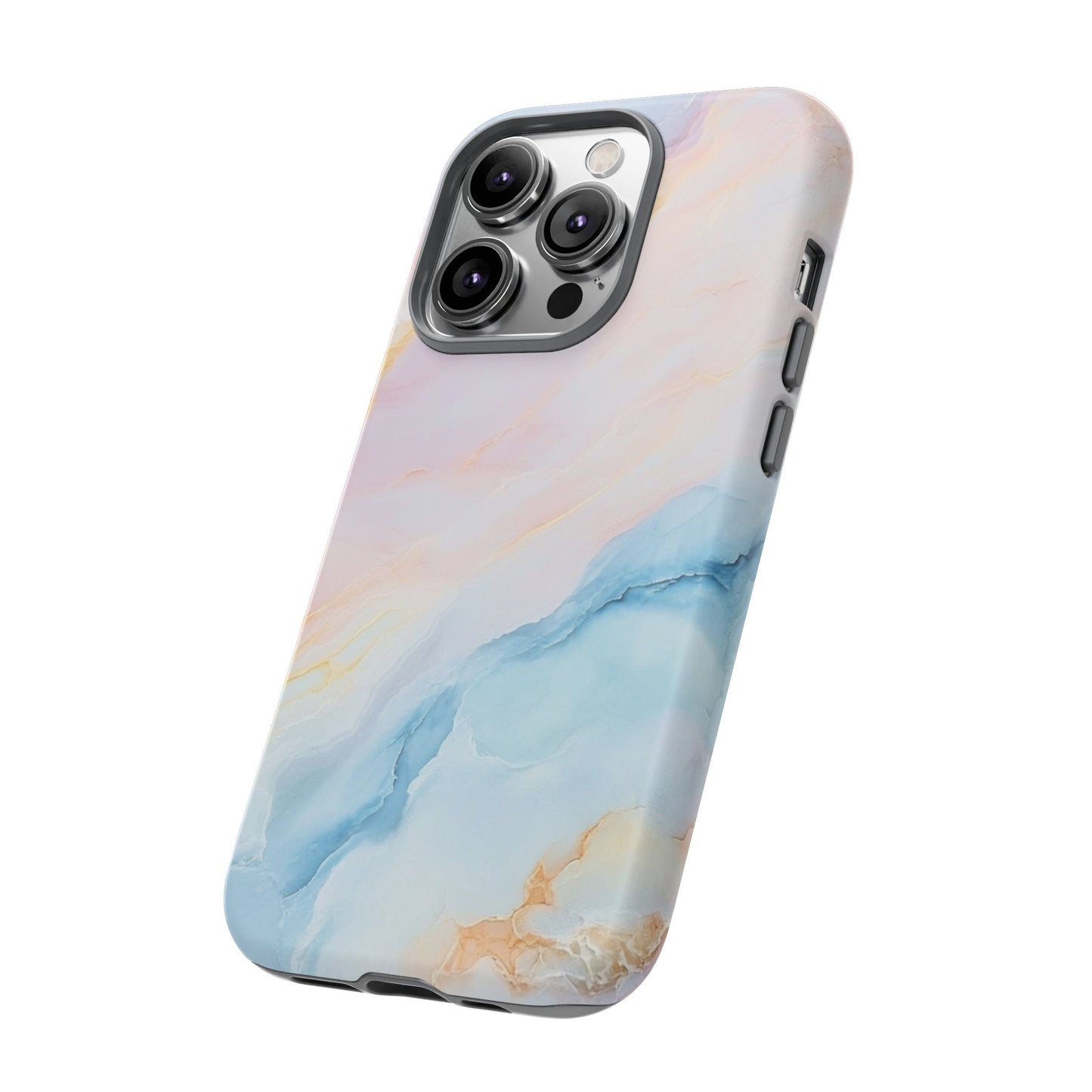 Peachy Skies Phone Case - Baby Blue Peach and Gold Marbled Tough Case