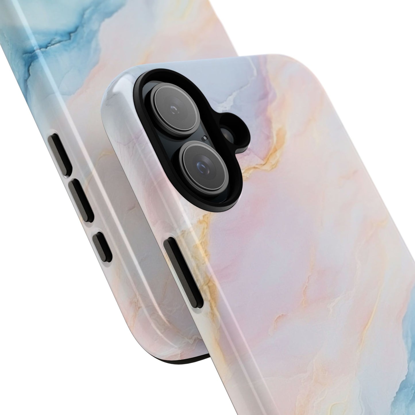 Peachy Skies Phone Case - Baby Blue Peach and Gold Marbled Tough Case