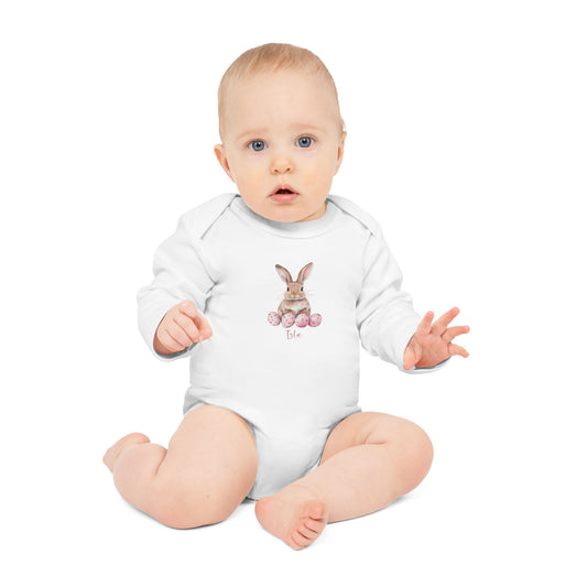Easter Bunny Organic Baby Bodysuit - Cute Long-Sleeve Outfit for Infants