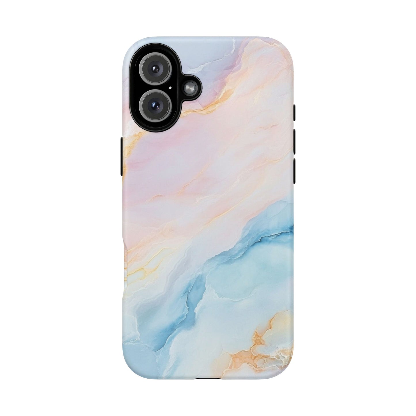 Peachy Skies Phone Case - Baby Blue Peach and Gold Marbled Tough Case