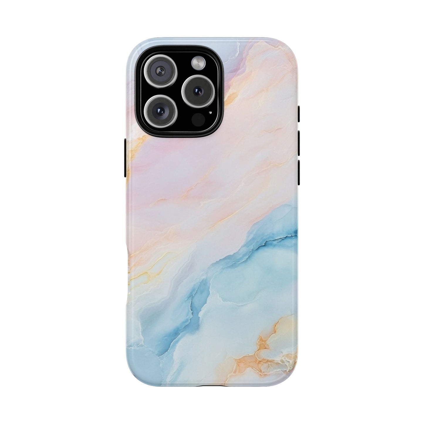 Peachy Skies Phone Case - Baby Blue Peach and Gold Marbled Tough Case