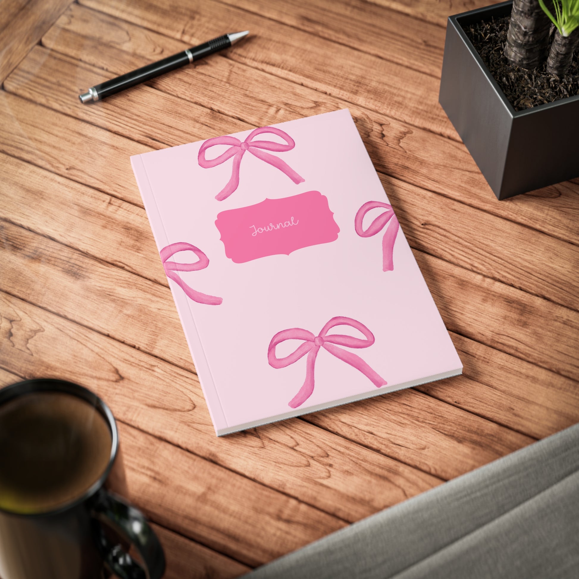 Cute Pink Bow Journal On Table 2