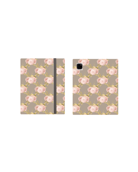 Sweet Nectar Tablet Case – Pink Rose on Grey Elegant Design